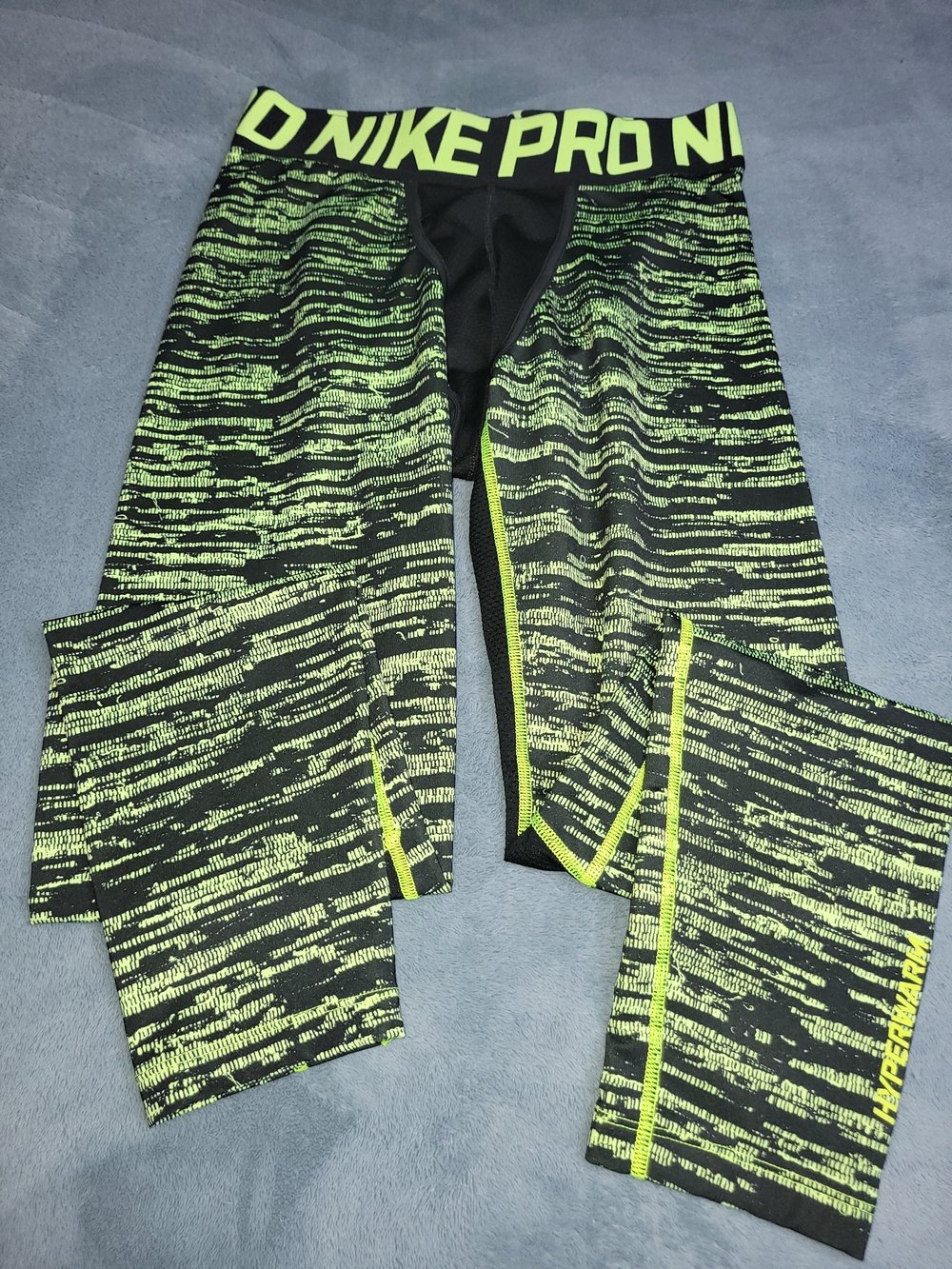 Nike Pro Black & Neon Yellow Compression Leggings